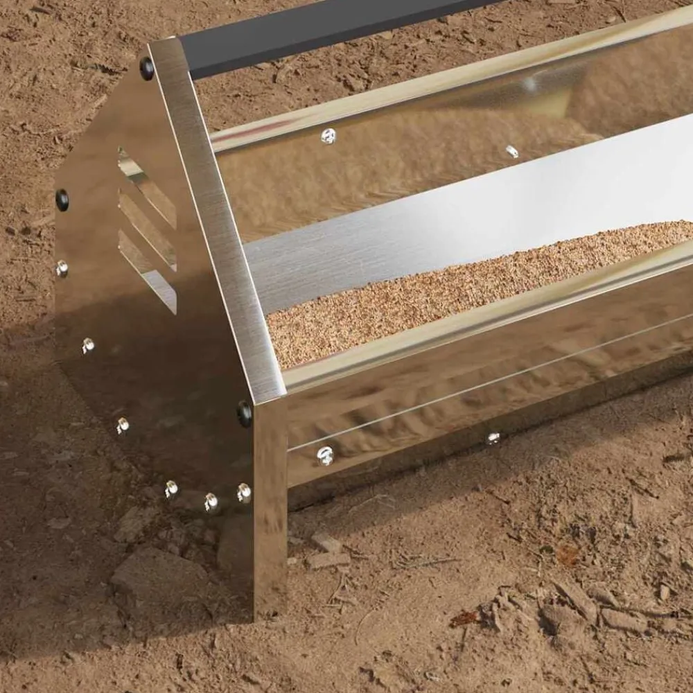 vidaXL Canalón de alimentación para pollos Plateado 108 x 20,5 x 20 cm Acero galvanizado Discount