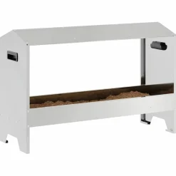 vidaXL Productos Para Mascotas-Canalón de alimentación para pollos Plateado 81 x 32 x 53,5 cm