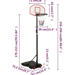 vidaXL Canasta de baloncesto polietileno 216-250 cm Blanco Sale