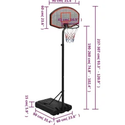 vidaXL Equipamiento Para Atletismo-Canasta de baloncesto polietileno 237-307 cm