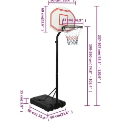 vidaXL Canasta de baloncesto polietileno 237-307 cm Blanco Outlet