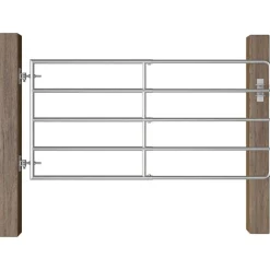 vidaXL Vallas De Jardín-Cancela de 5 barras para campo acero plateado (95-170)x90 cm