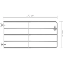 vidaXL Vallas De Jardín-Cancela de 5 barras para campo acero plateado (95-170)x90 cm