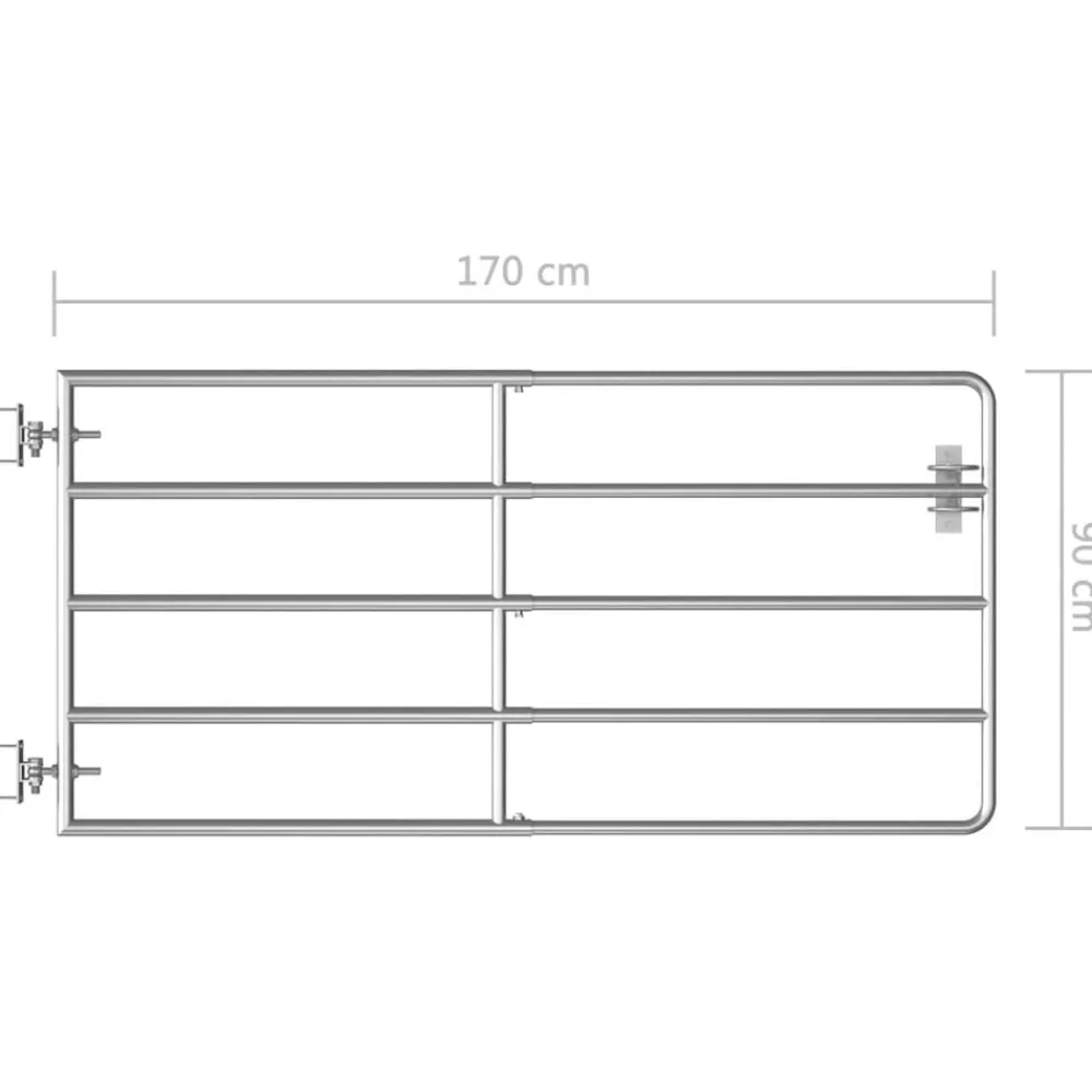vidaXL Vallas De Jardín-Cancela de 5 barras para campo acero plateado (95-170)x90 cm