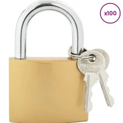 vidaXL Candado en U con llaves 100 pcs Latón Hierro Discount