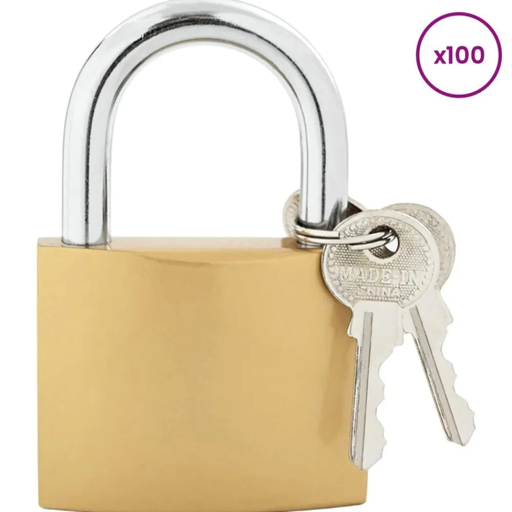 vidaXL Candado en U con llaves 100 pcs Latón Hierro Discount