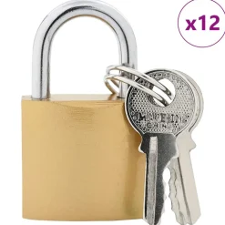 vidaXL Llaves Y Cerrojos-Candado en U con llaves 12 pcs Latón Hierro