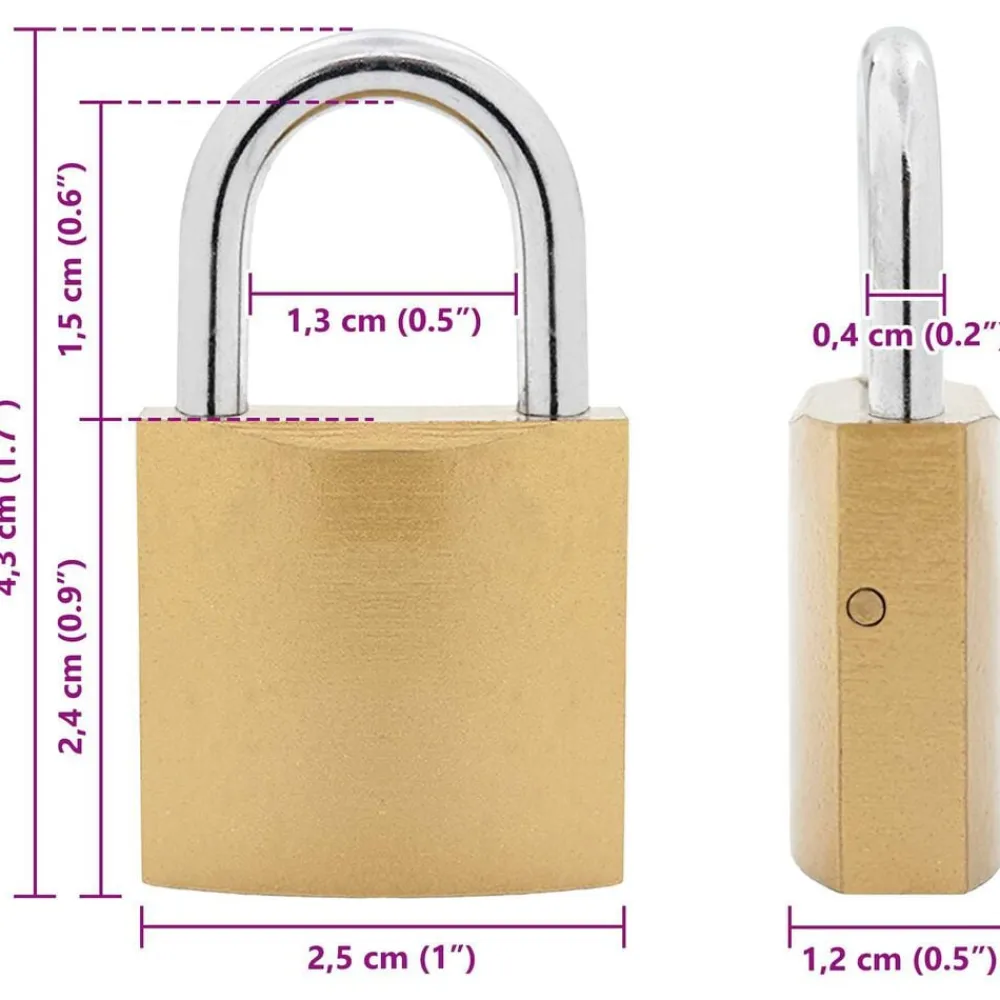 vidaXL Llaves Y Cerrojos-Candado en U con llaves 6 pcs Latón Hierro