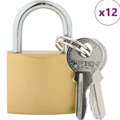 vidaXL Llaves Y Cerrojos-Candado en U con llaves 12 pcs Latón Hierro