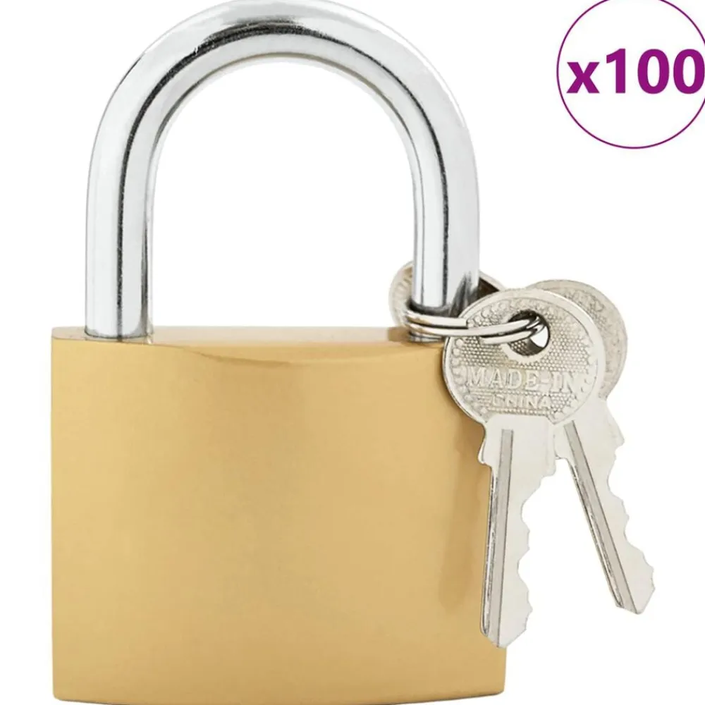 vidaXL Candado en U con llaves 100 pcs Latón Hierro Discount