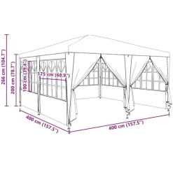 vidaXL Jardín-Carpa de Fiesta 400 x 400 x 266 cm Polietileno
