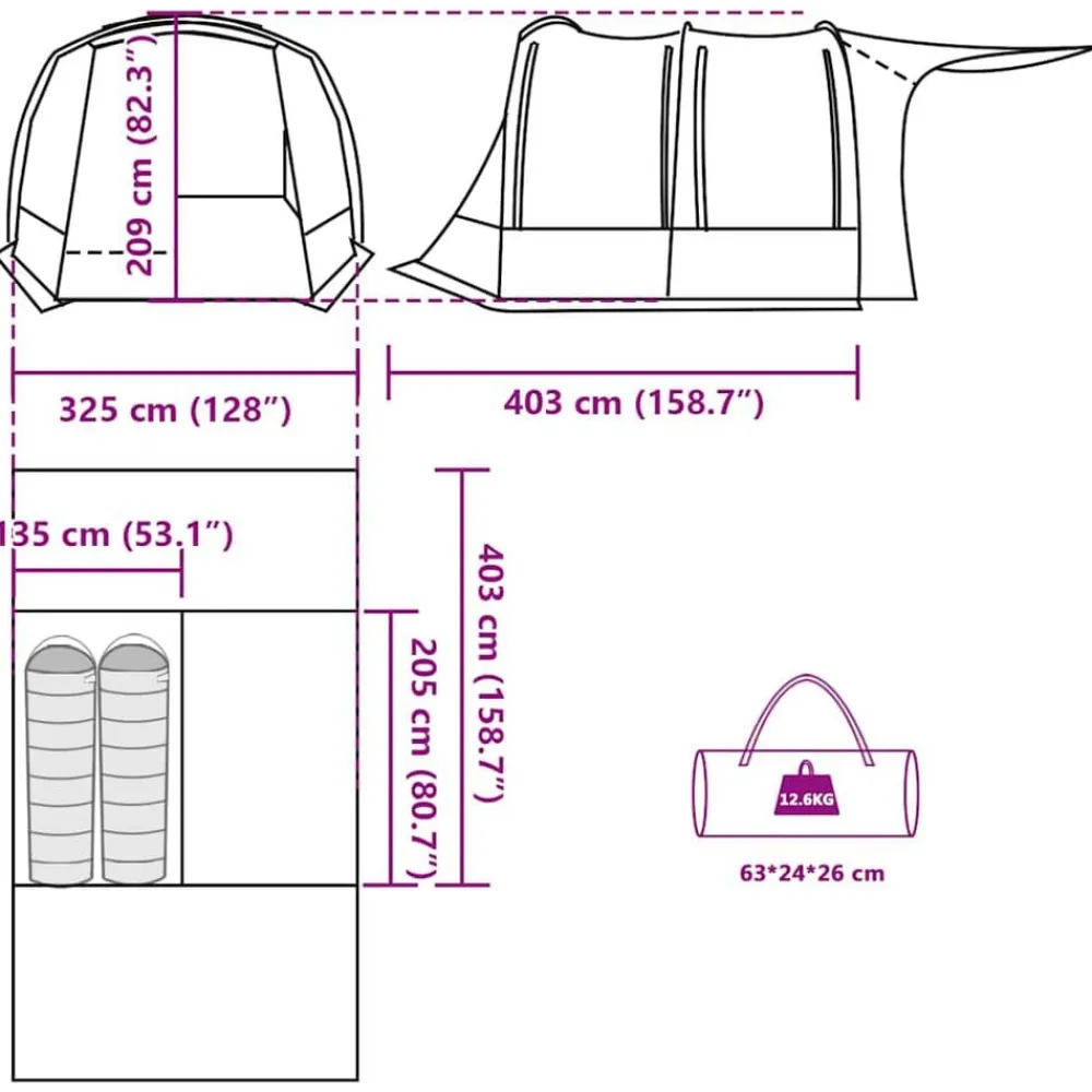 vidaXL Actividades Al Aire Libre-Carpa para coche impermeable