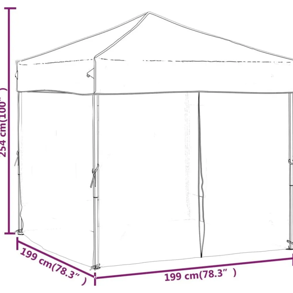 vidaXL Jardín-Carpa para fiestas plegable con paredes laterales 2x2 m