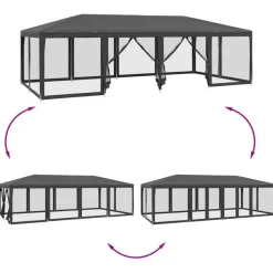 vidaXL Jardín-Carpa para fiestas 12 paredes de malla HDPE gris 8x4m