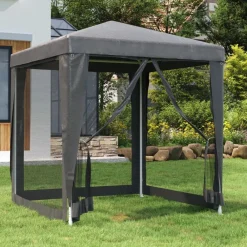 vidaXL Jardín-Carpa para fiestas 4 paredes de malla HDPE gris 2x2 m
