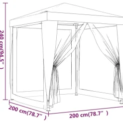 vidaXL Jardín-Carpa para fiestas 4 paredes de malla HDPE gris 2x2 m