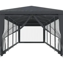 vidaXL Carpa para fiestas 10 paredes malla HDPE gris 3x12m Antracita Sale