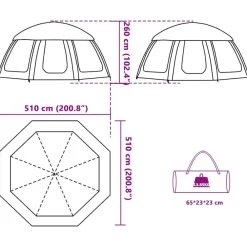 vidaXL Carpa para piscina con desmontables y paredes azul 510x510 cm Azul celeste Discount
