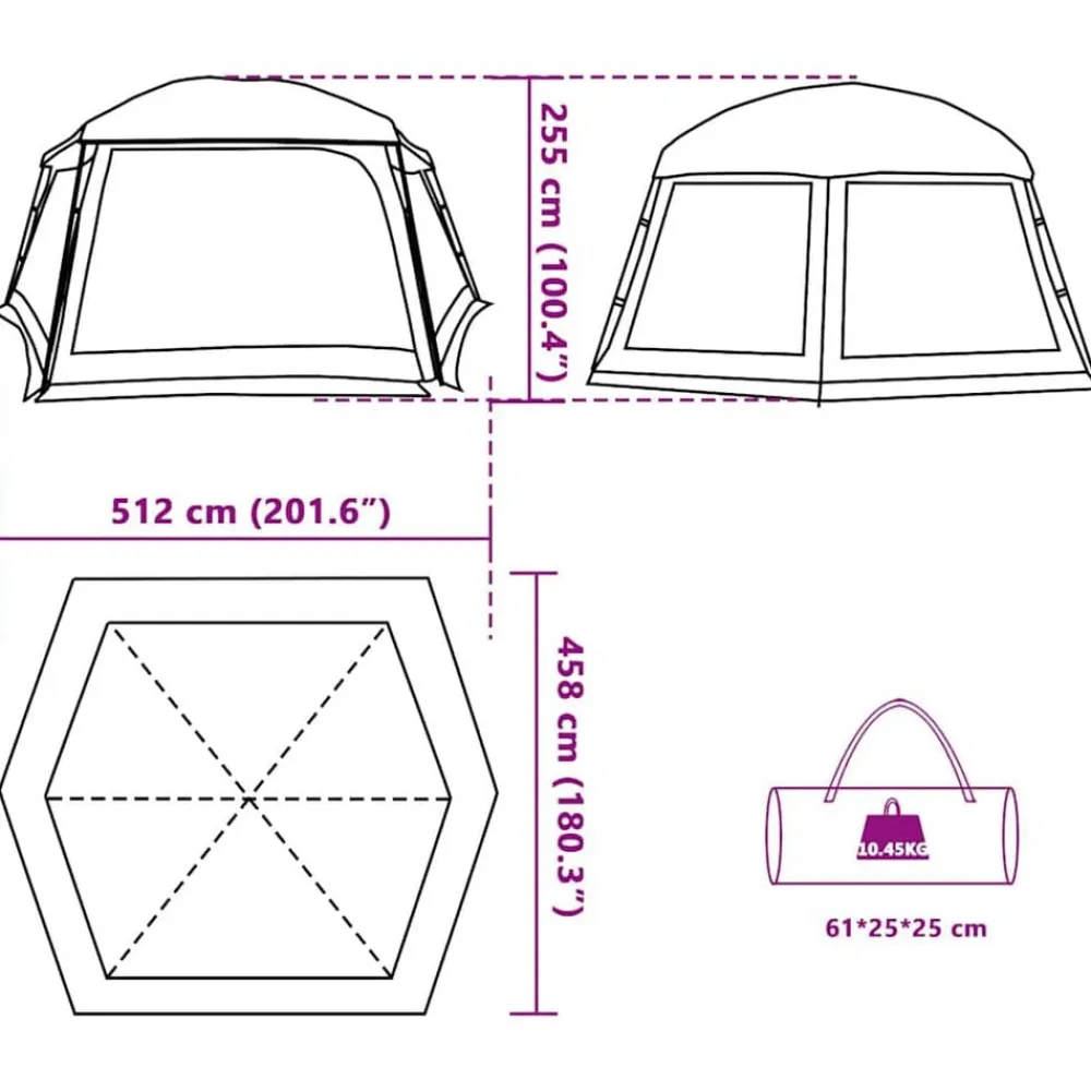 vidaXL Carpa para piscina con desmontables y paredes azul 512x458 cm Azul celeste Outlet