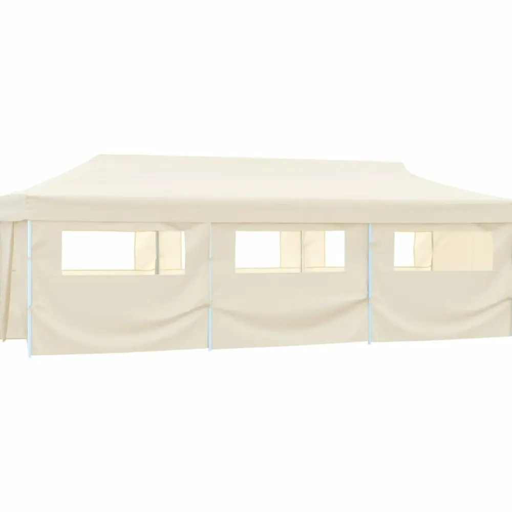 vidaXL Carpa plegable Pop-up con 8 paredes laterales 870x291x315 cm Crema Discount