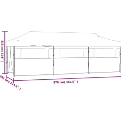 vidaXL Carpa plegable Pop-up con 8 paredes laterales 870x291x315 cm Crema Discount