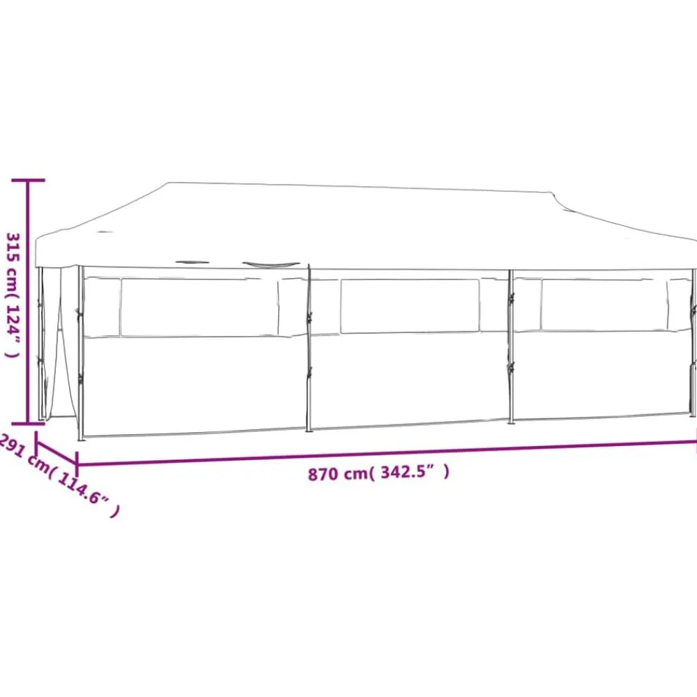 vidaXL Carpa plegable Pop-up con 8 paredes laterales 870x291x315 cm Crema Discount