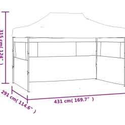 vidaXL Carpa pleglable con 3 paredes 431x291x315 cm gris Antracita Clearance