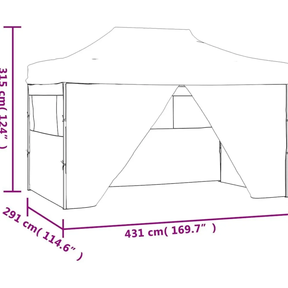 vidaXL Jardín-Carpa pleglable Pop-up con 4 paredes 3x4,5 m