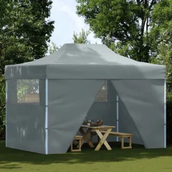 vidaXL Jardín-Carpa pleglable Pop-up con 4 paredes 3x4,5 m gris
