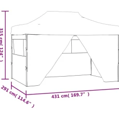 vidaXL Jardín-Carpa pleglable Pop-up con 4 paredes 3x4,5 m gris
