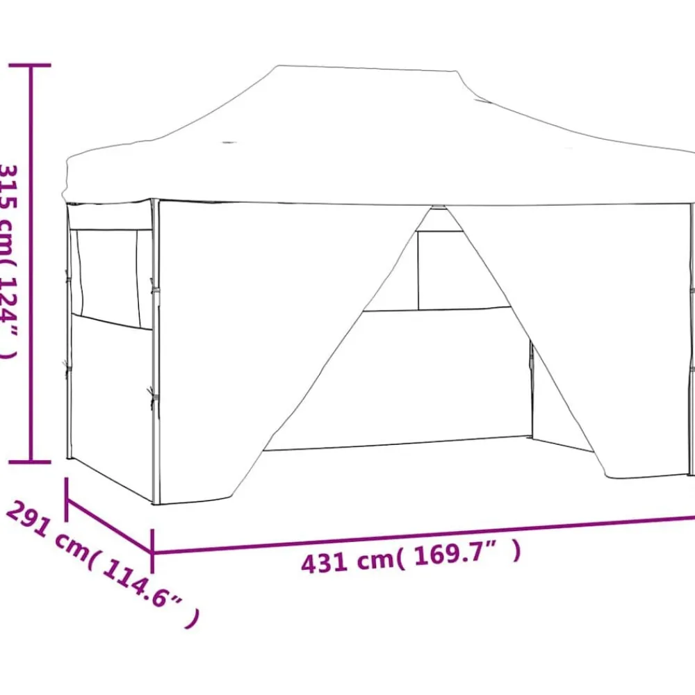 vidaXL Jardín-Carpa pleglable Pop-up con 4 paredes 3x4,5 m gris