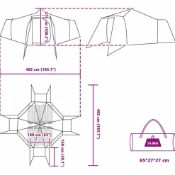 vidaXL Actividades Al Aire Libre-Carpa Tipi con techo 492 x 492 x 275 cm tafetán