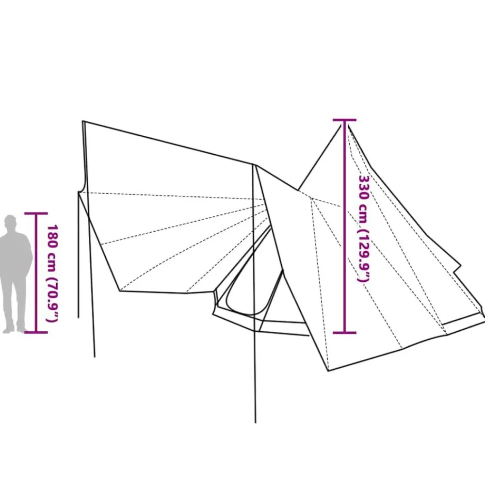 vidaXL Actividades Al Aire Libre-Carpa Tipi con techo 510 x 690 x 330 cm tafetán