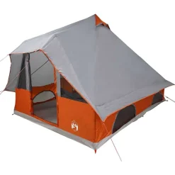 vidaXL Carpa Tipi con techo 358 x 296 x 258 cm tafetán Gris y naranja Clearance