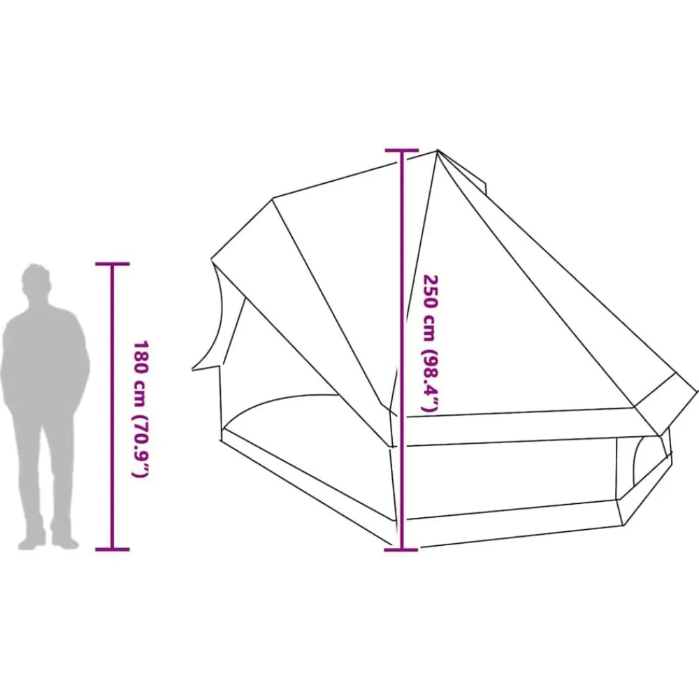 vidaXL Actividades Al Aire Libre-Carpa Tipi con techo 400 x 346 x 250 cm tafetán