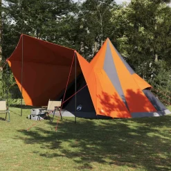 vidaXL Carpa Tipi con techo 510 x 690 x 330 cm tafetán Gris y naranja Best