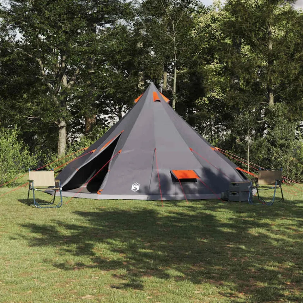 vidaXL Carpa Tipi con techo 560 x 560 x 300 cm tafetán Gris y naranja Best
