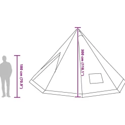 vidaXL Carpa Tipi con techo 560 x 560 x 300 cm tafetán Gris y naranja Best
