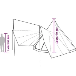 vidaXL Actividades Al Aire Libre-Carpa Tipi con techo 510 x 690 x 330 cm tafetán