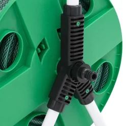 vidaXL Accesorios De Bricolaje-Carrete de manguera de pie con set racores PVC verde 0,5
