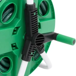 vidaXL Accesorios De Bricolaje-Carrete de manguera de pie con set racores PVC verde 0,5