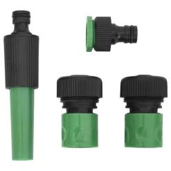 vidaXL Accesorios De Bricolaje-Carrete de manguera de pie con set racores PVC verde 0,5
