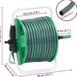 vidaXL Accesorios De Bricolaje-Carrete de manguera de pie con set racores PVC verde 0,5