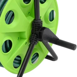 vidaXL Accesorios De Bricolaje-Carrete de manguera de pie con set racores PVC verde 0,5