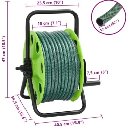 vidaXL Accesorios De Bricolaje-Carrete de manguera de pie con set racores PVC verde 0,5