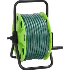 vidaXL Accesorios De Bricolaje-Carrete de rollo para manguera de pie PVC verde 20 m