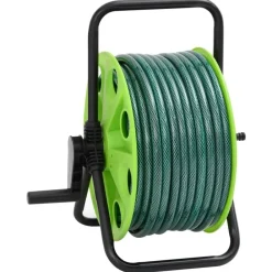 vidaXL Accesorios De Bricolaje-Carrete de rollo para manguera de pie PVC verde 20 m