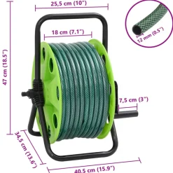 vidaXL Accesorios De Bricolaje-Carrete de rollo para manguera de pie PVC verde 20 m