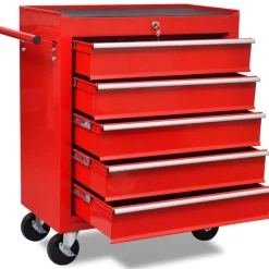 vidaXL Carrito caja de herramientas 5 cajones Rojo