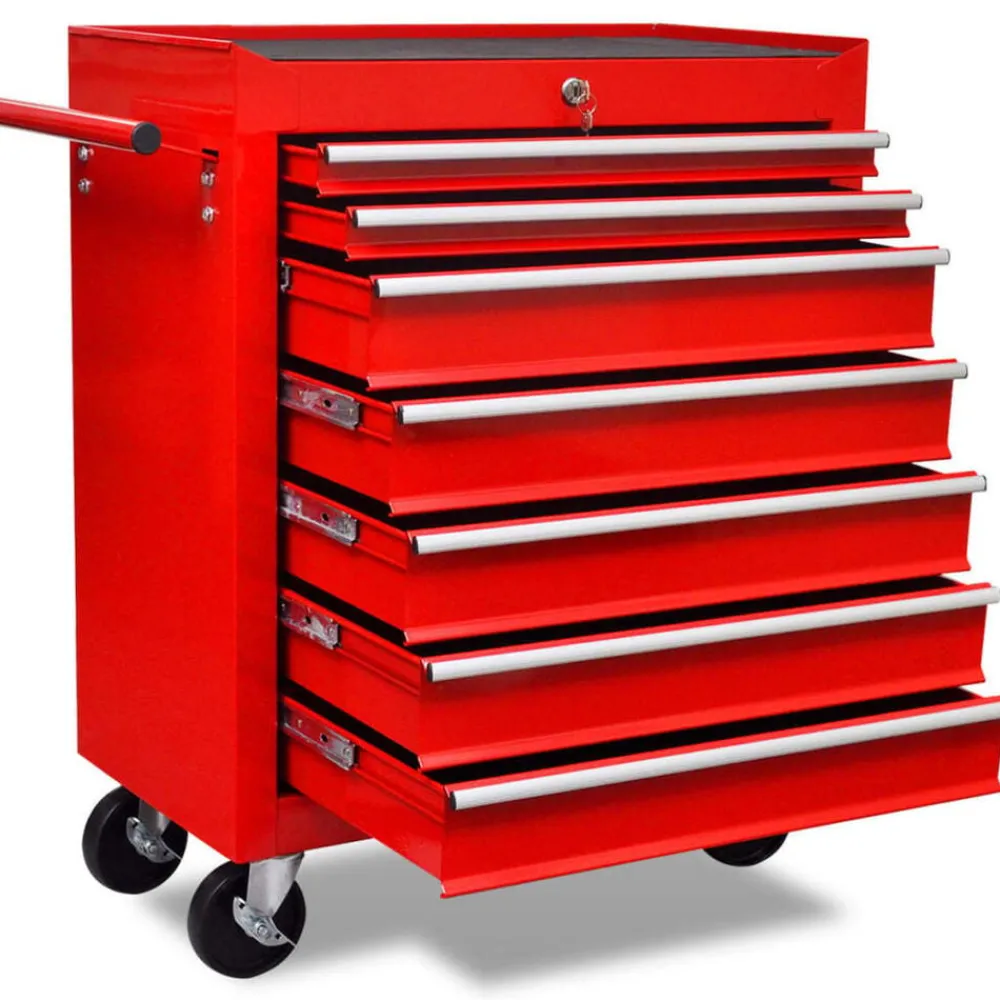 vidaXL Herramientas-Carrito caja de herramientas 7 cajones